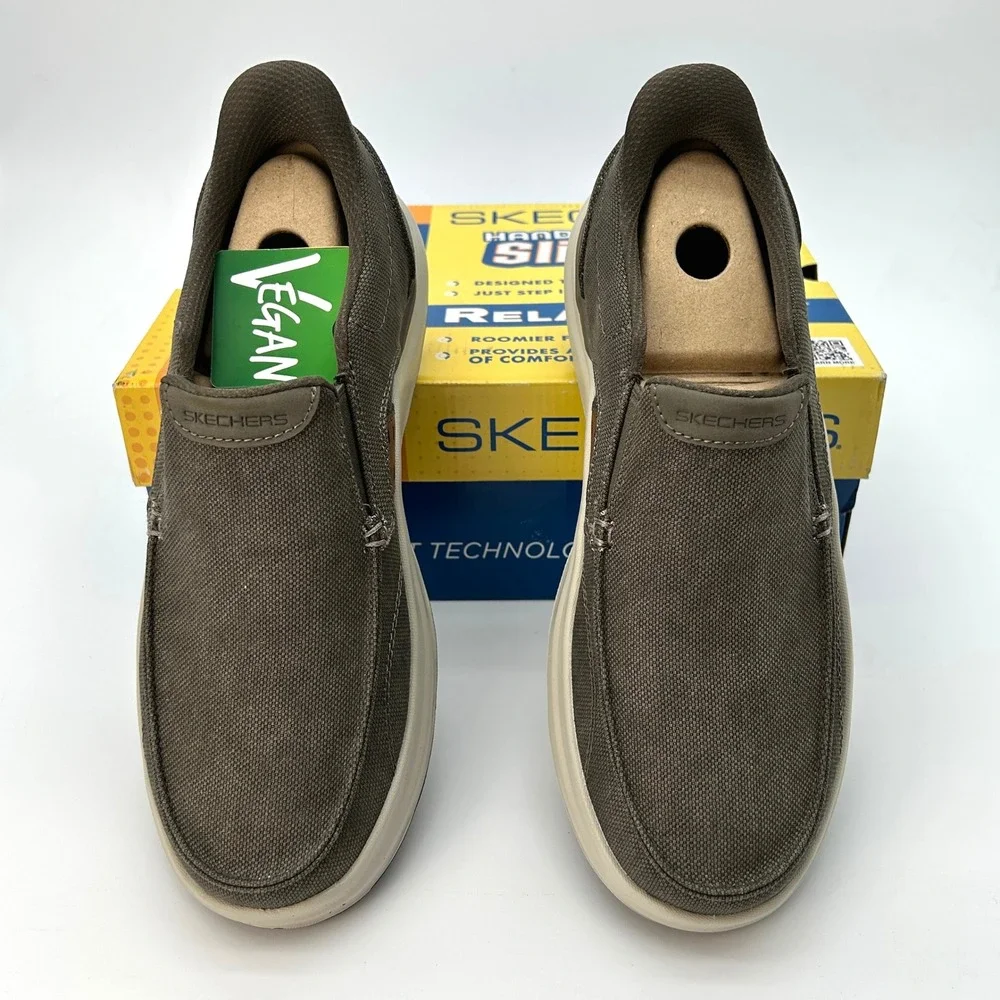 Vegan Mens Loafers Skechers Slip-ins Altman Murdock Size 9 Olive Memory Foam NEW